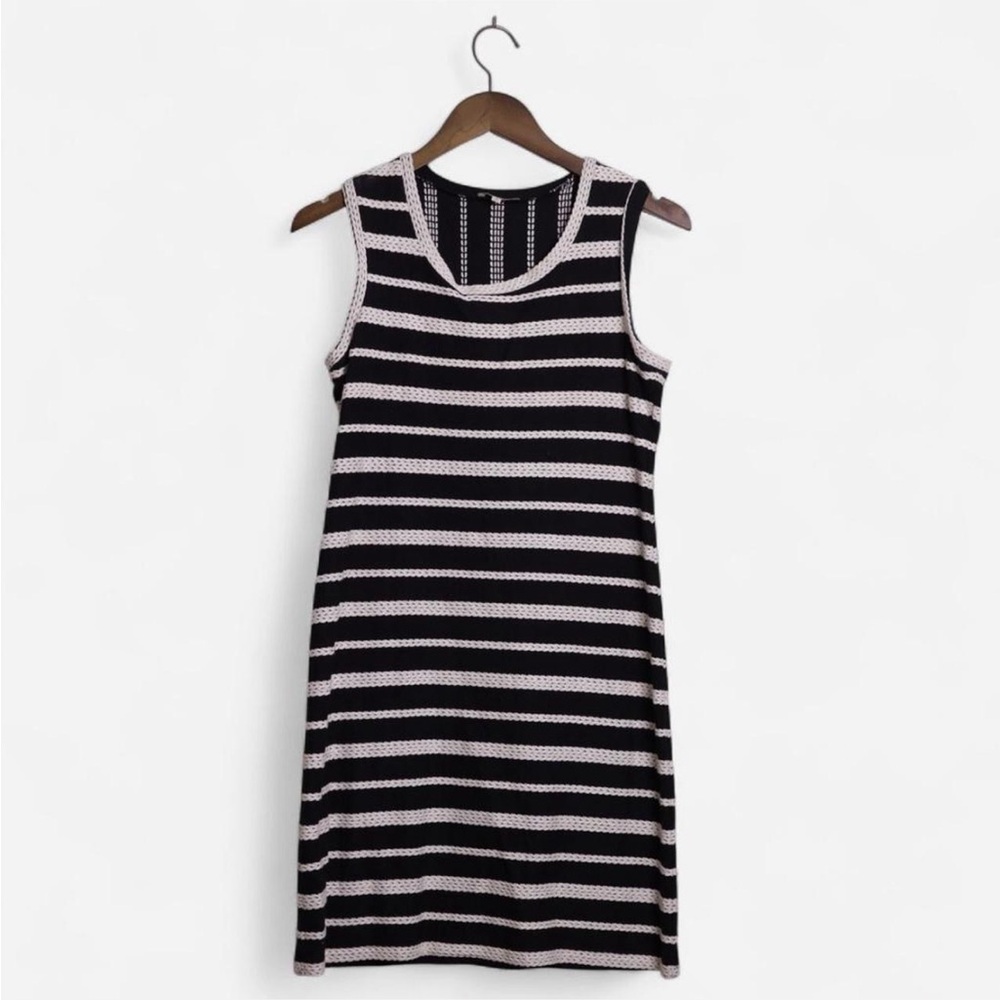 Max Studio Black & White Striped Sleeveless Sheath Dress | 100% Cotton
